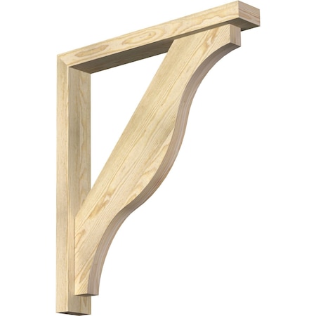 Ekena Millwork Funston Block Rough Sawn Bracket w/ Offset Brace, Douglas Fir, 4"W x 28"D x 32"H BKT0402X28X32FST05RDF